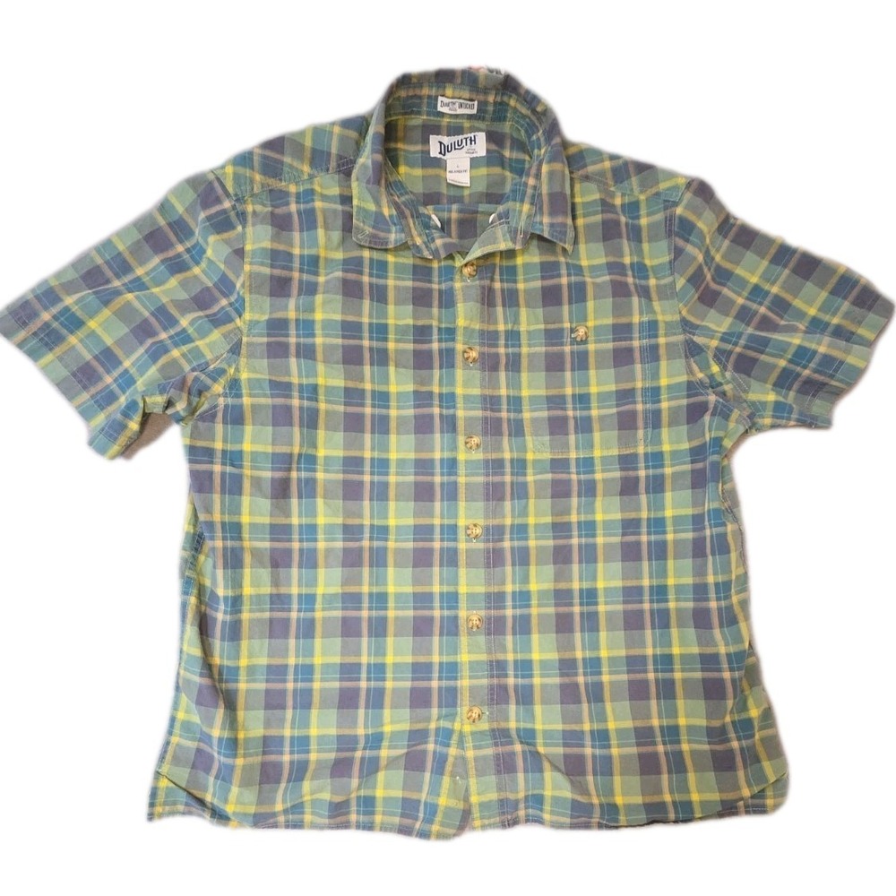 Duluth Trading Co Shirt Mens L Button Down Untucked Green Modern Workwear Large